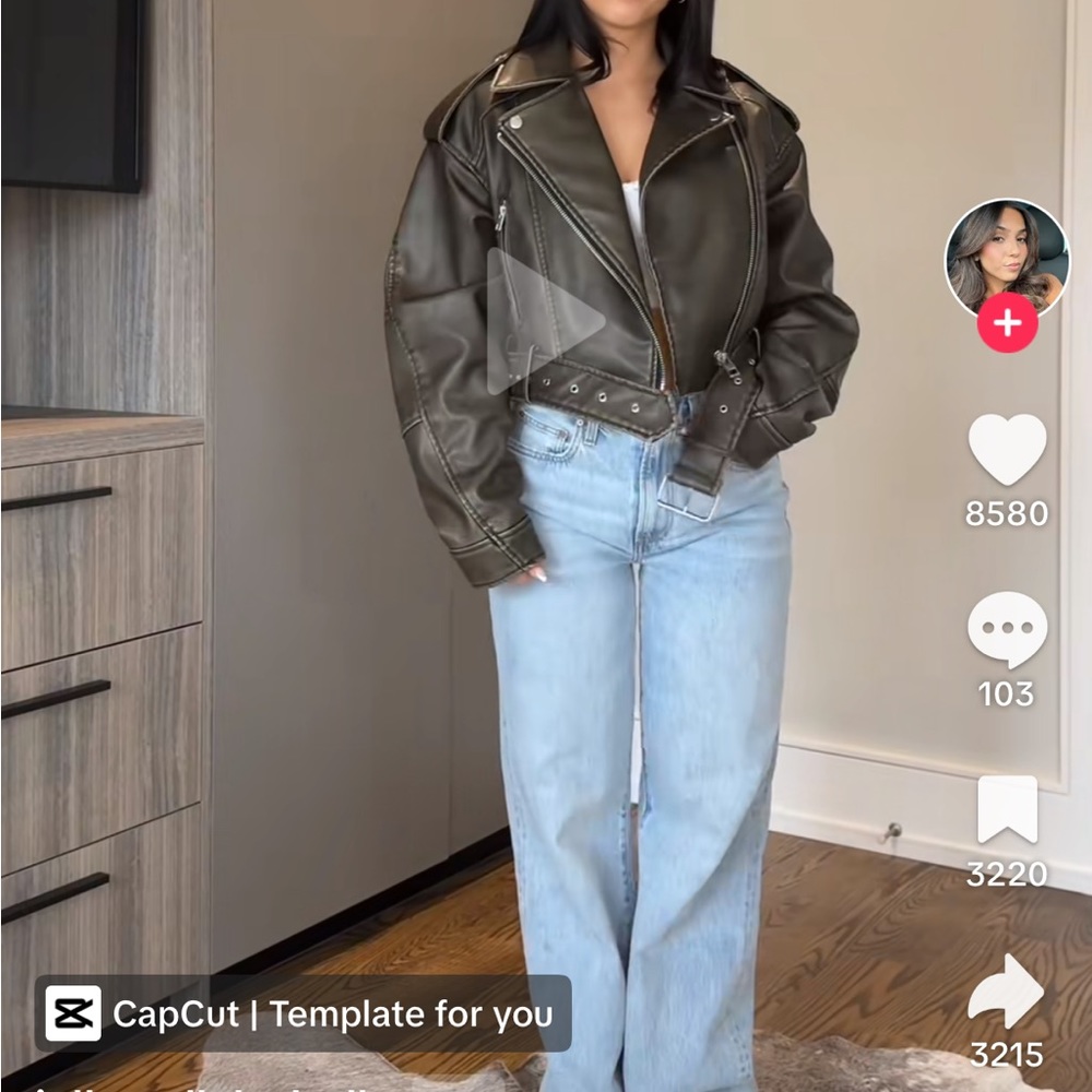 Zara distressed leather jacket